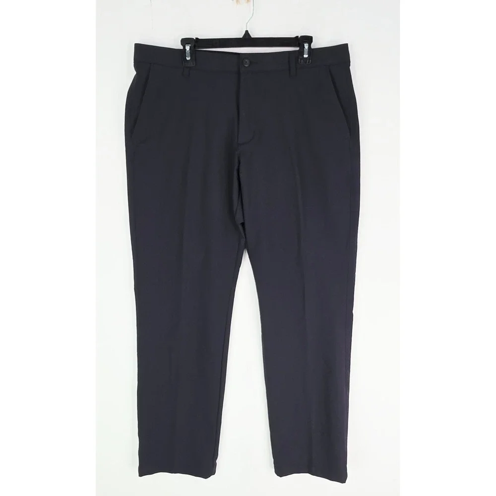 Under Armour Mens Black Golf Pants Flat Front UA Performance Trousers 38x32